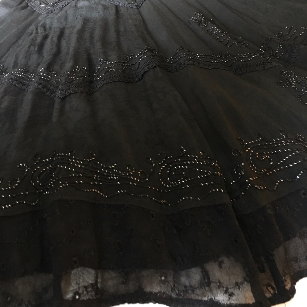 Black maxi dress with silver threads